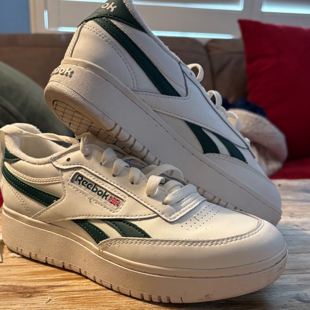 Reebok Classic White with Dark Green Accents